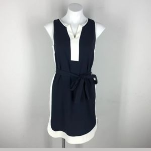 Ann Taylor Navy Blue White Colorblock Shift dress